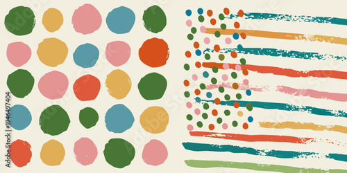 Colorful abstract pattern featuring shapes and brushstroke like elements