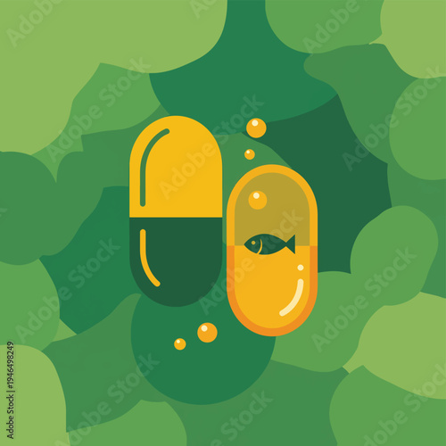 Omega-3 Fish Oil Capsules Vector Design