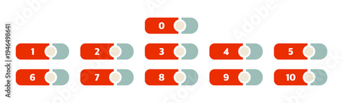 Number Toggle Switch Icon Set Zero to Ten Control Panel UI Rating Selector Design