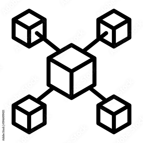 Blockchain Network Vector Line Icon Design