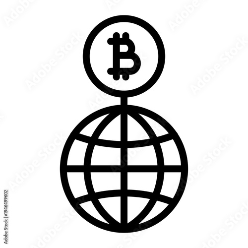 Crypto Network Globe Vector Line Icon Design