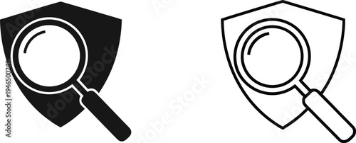 Magnifying glass icons in black and white