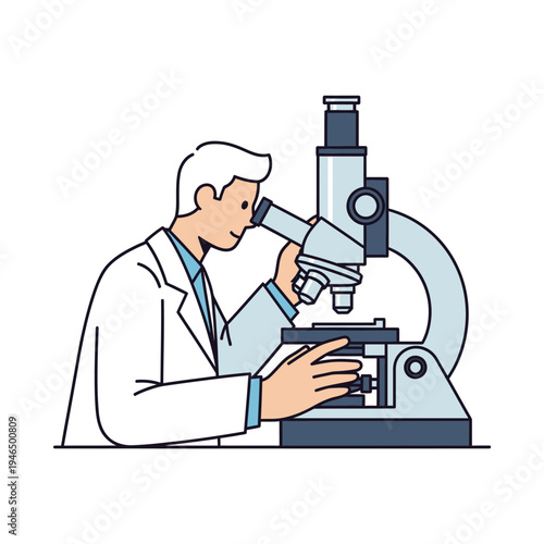 Scientist examining sample under microscope, laboratory research, scientific discovery