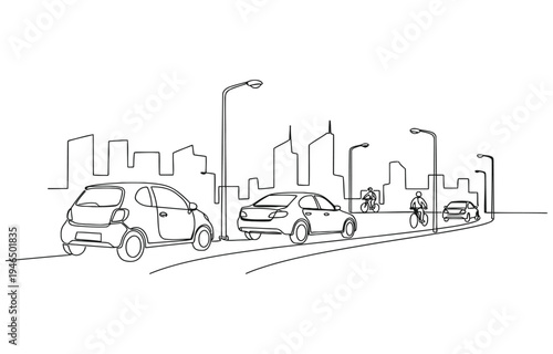 Light traffic one line continuous. Light traffic line art. Hand drawn vector art.