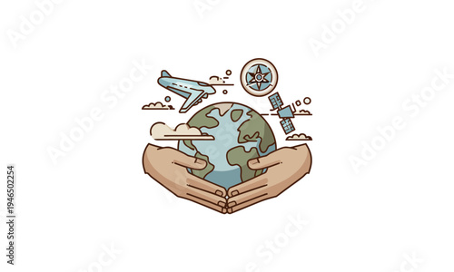 Global Travel and Environmental Care Illustration