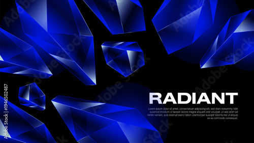Blue Crystal Polygon Abstract Background Futuristic Glass Shards Technology Design