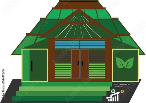 ESG Sustainable Business Growth Concept with Green Corporate Building and Financial Chart