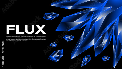 Blue Abstract Background with Crystal Shards – Futuristic 3D Polygon Glass Geometry