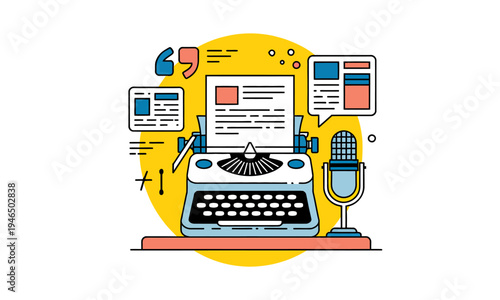 Vintage Typewriter Illustration for Copywriting and Journalism Concepts