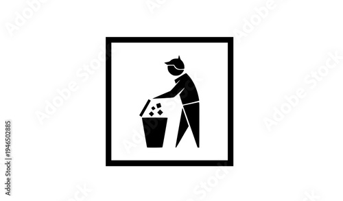 Square tidy man packaging symbol do not litter waste disposal icon