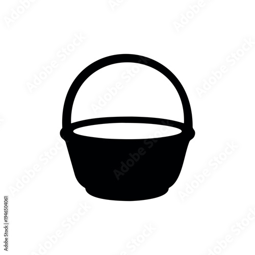 Empty wicker basket silhouette icon vector illustration on white background