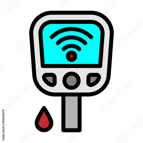 Smart Glucose Meter Vector Filled Icon Design