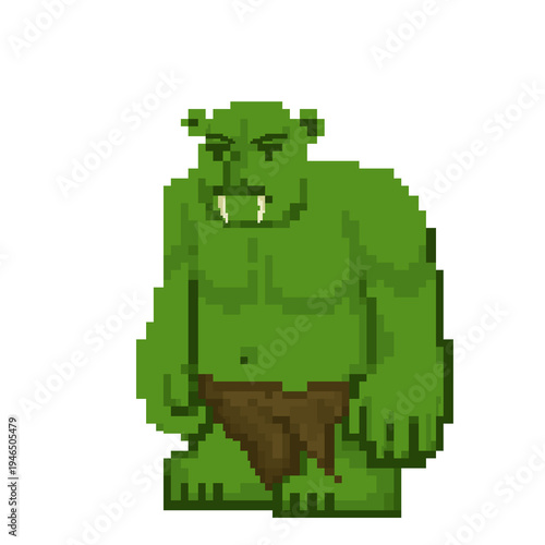 Картината върху платно pixel art of green ogre