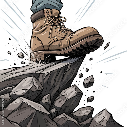 a brown boot stepping on a sword.