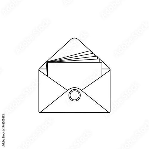 A line drawing of an open envelope.