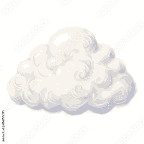 A white cloud with swirling patterns.