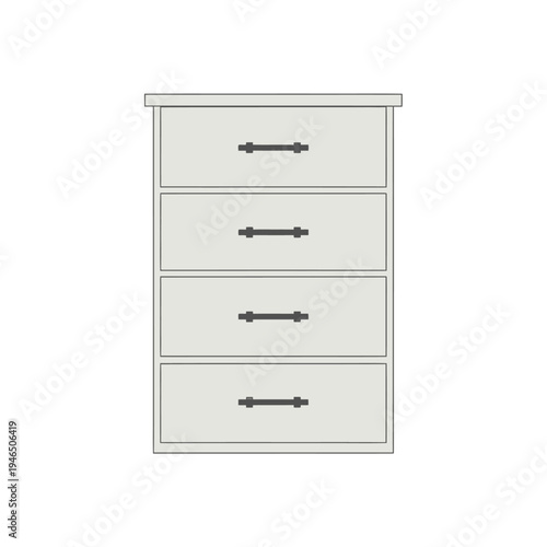 Simple illustration of a four-drawer dresser.