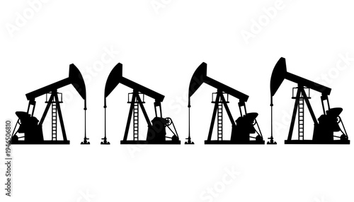 Industrial Oil Pumpjack Vector Illustration