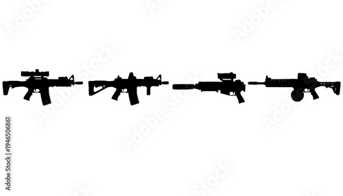 Tactical Assault Rifle Vector Illustration