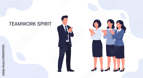 Teamwork spirit: business people clapping for success and recognition