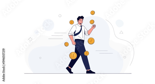 Businessman Juggling Coins, Financial Success, Wealth Management, Income Growth