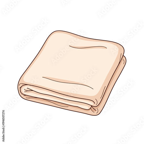 A folded beige blanket or towel.