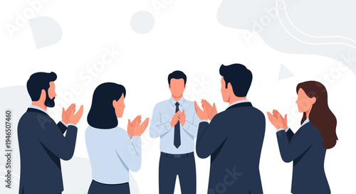 Business Team Applauding Success, Celebrating Achievement