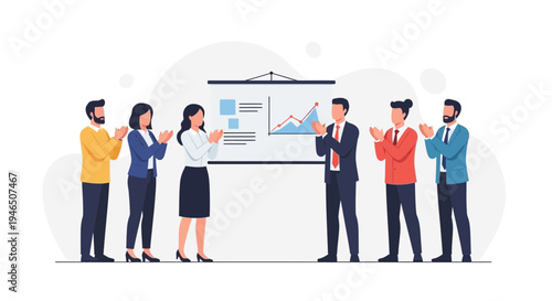 Business team applauding during presentation, success and teamwork concept