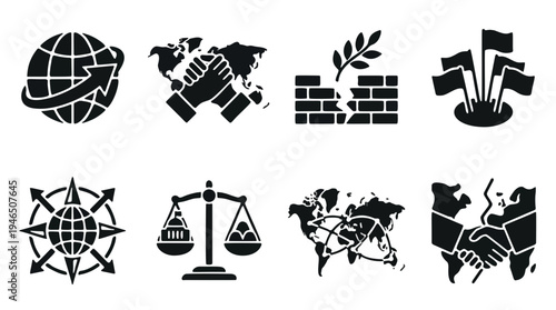 Industrial oil and gas production icons set, showing energy resources, fuel, factory, and environmental issues.