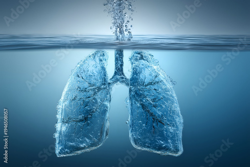 Human Lungs Formed from Water Symbolizing Clean Air and Respiratory Health