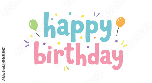 Joyful anniversary greeting with colorful balloons and playful confetti design celebrating a special day