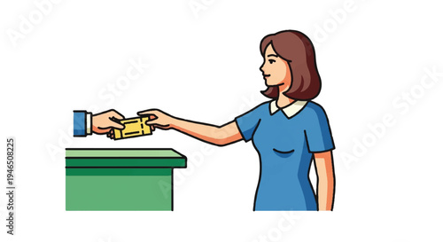 Woman receiving payment illustration business transaction