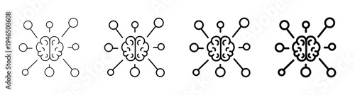 Mind Mapping and Neural Connectivity Icon Line art Vector Illustration