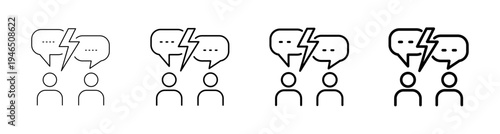 Argument and Debate Concept Icon Line art Vector Illustration Editable