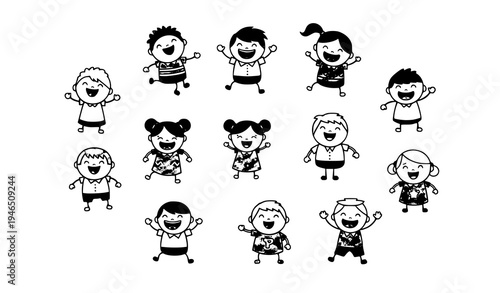 Playful Funny Cartoon Figures for Kids Happy Children Character Vector Set