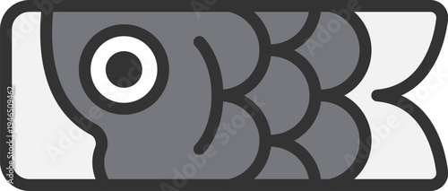 鯉のぼりの真鯉のアイコン（線画カラー）のイラスト