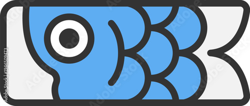 鯉のぼりの子鯉のアイコン（線画カラー）のイラスト