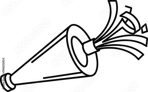 A black and white line drawing of a megaphone with sound waves emanating from it loudly
