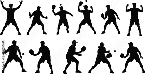 Silhouette of people prostrating and bowing in prayer, religious worship set, spiritual meditation icons, diverse men and women figures, faith