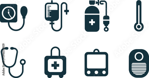 Set of 8 medical icons vector