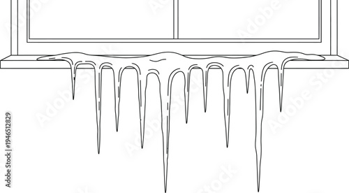 Melting wax drips down a windowsill in a simple line drawing