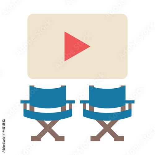 Outdoor Movie Cinema Screen with Director Chairs Icon