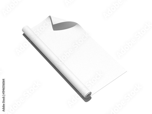 White Blank Wrapping Paper Roll Mockup 3D Rendering