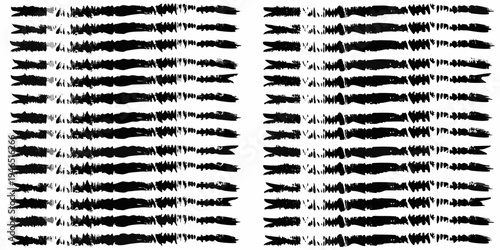 Abstract arrangement of horizontal textured brushstrokes in black and white