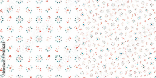 Delicate floral pattern with scattered watercolor blooms in pastel shades