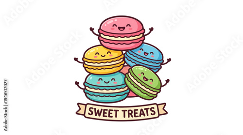 Wallpaper Mural character style food icon of colorful macaron Torontodigital.ca