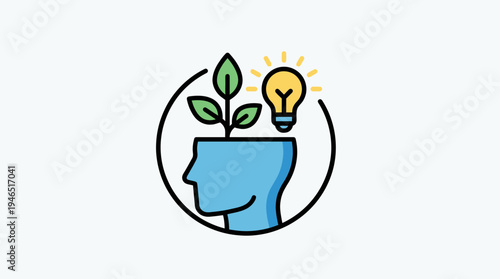 mindset icon illustration design with outline