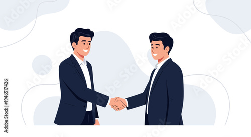 Two businessmen shaking hands, agreement, partnership, business deal, professional meeting, handshake