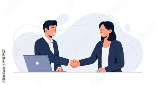Business handshake: man and woman closing a deal, teamwork, partnership, success