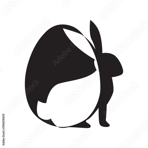 Rabbit and egg silhouette for easter day